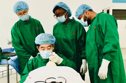 Students in Mock Surgery 