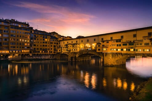 View of Arno and Ponte Vecchio, Sunset