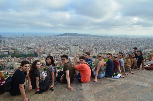 Students overlooking Barcelona