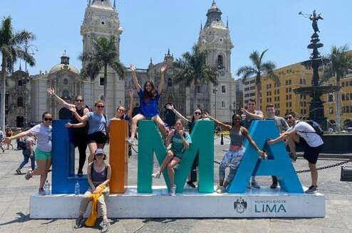 Lima sign in the historic city center