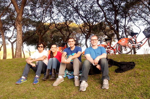 Study abroad students on a bike tour in Buenos Aires, Argentina