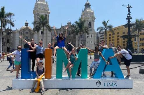 Lima sign in the historic city center