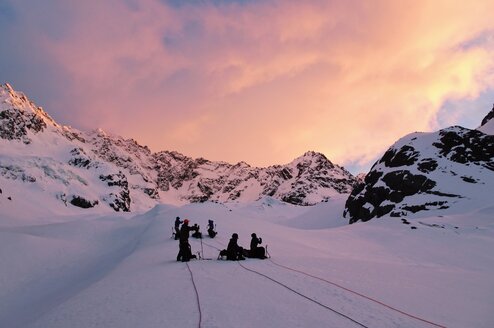 NOLS Semester in New Zealand Students on a mountaineering expedition in New Zealand.