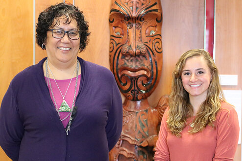 Past particiant Bridget Alaniva with Dr Aroha Harris