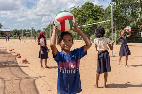 Volley ball time at kids sports project