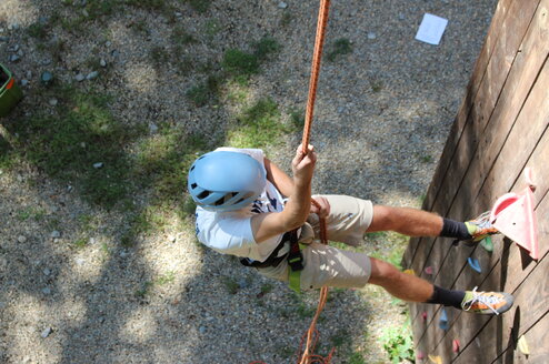 Intro to rock climbing at the camp climbing wall