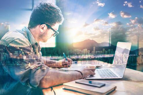 Man working on a laptop