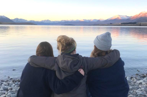 Gap Year participants sharing sunset view in NZ
