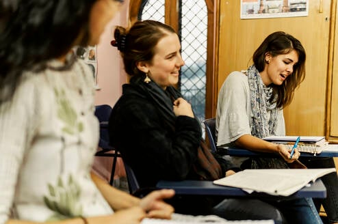 Students enjoying Hindi class