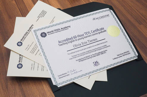 TEYL hard copy certificate with grades transcript