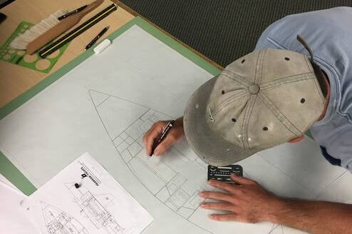 Student working on 2D drafting