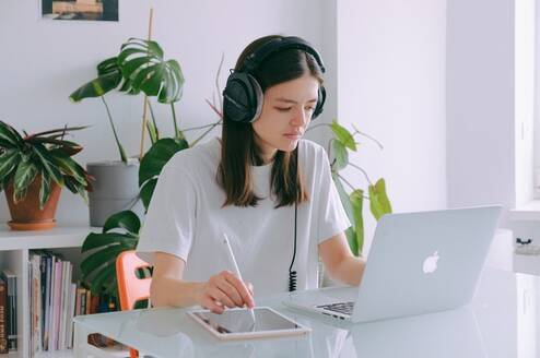 Student using laptop 