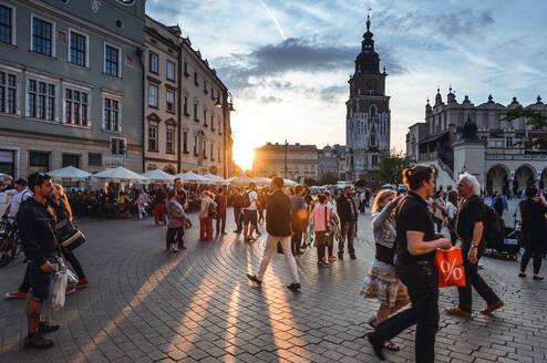 People in Krakow's town centre
