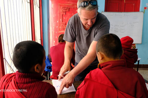 Teaching English to Buddhist Monks in Monasteries in Nepal