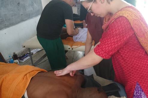 A Volunteer doing treatment by Myotherapy