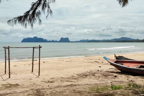 A photo of an empty beach in Southern Thailand