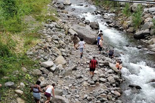 Students by river
