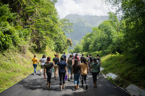 Students walking as a group