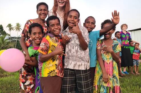 Hanging with kids in a local Fijian village 