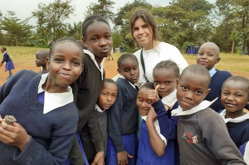 with students