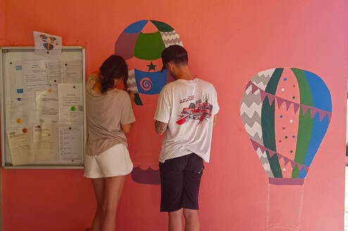 Decorating the entrance of a kindergarten!