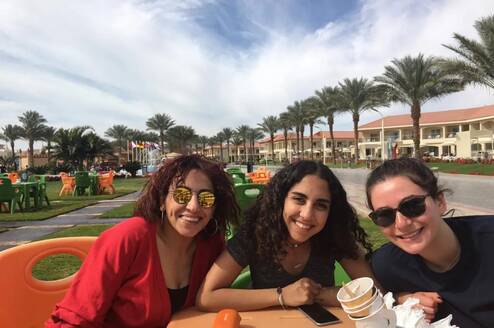 exchange students enjoying nice weather in Egypt