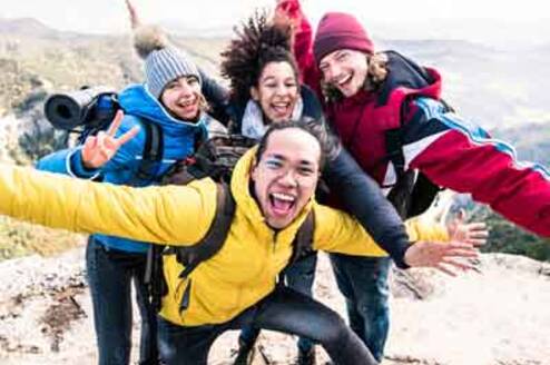 Group of hikers on a mountain