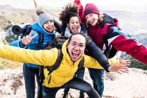 Group of hikers on a mountain