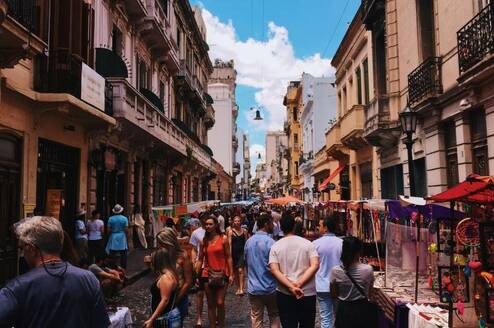 Students walking the streets of Buenos Aires