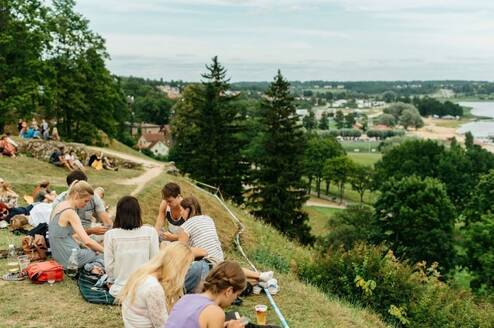 Students on a hill in Estonia