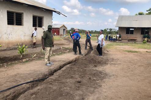 digging a pipe trench 