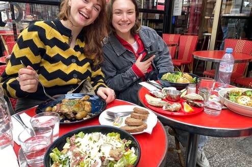 Dining at a French restaurant