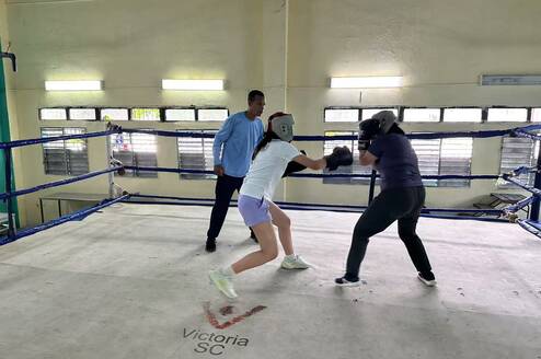 Girls sparring