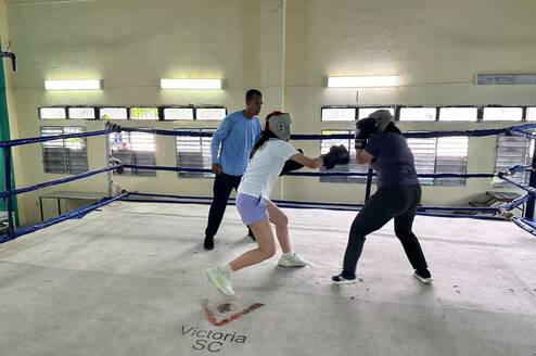 Girls sparring