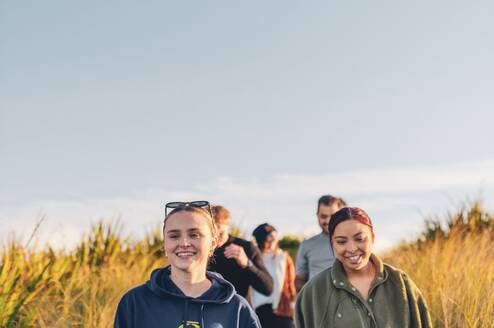 Study Abroad students on a hike at Flagstaff, Dunedin, New Zealand