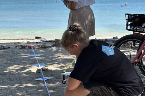 Two of our Conservation Diver students during an EMP session on the beach