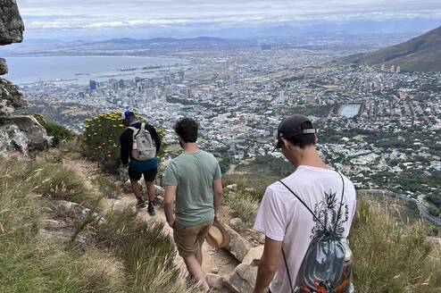Students hiking above Cape Town