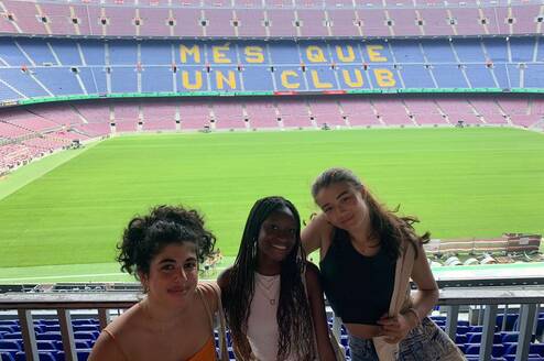 Students attending a football game in Spain