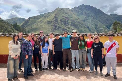 School group traveling in Peru