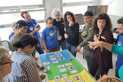 “Community members and ISF Argentina teams during the co-design phase, defining the layout and functions of the future cultural center.