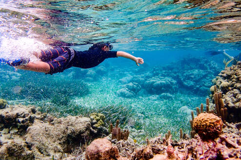 Boy snorkleing