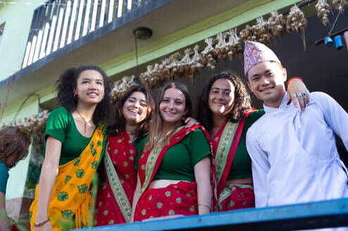 Students in traditional dress Nepal
