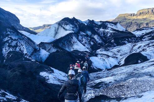 SIT students hiking a glacier in Iceland