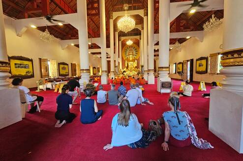 Students in a temple