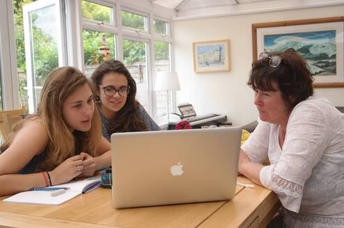 homestay students with teacher