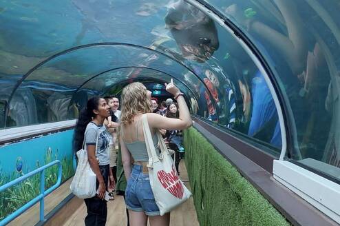Students visiting aquarium in Sydney