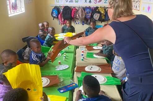 Our Volunteers and Teachers with the children.