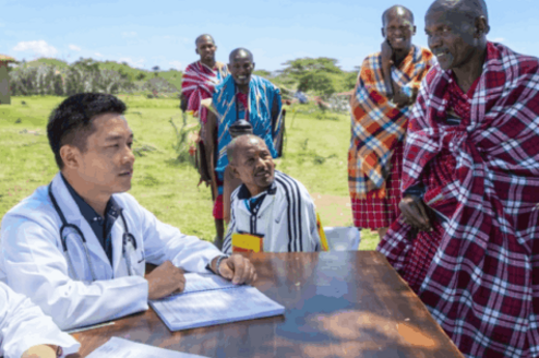interns participating on a field medical outreach in Moshi