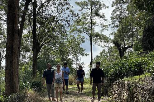 group hiking through Kandy hills