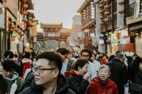 Chinese people walking